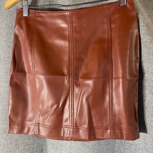 Free People Brown Leather Pencil Skirt
